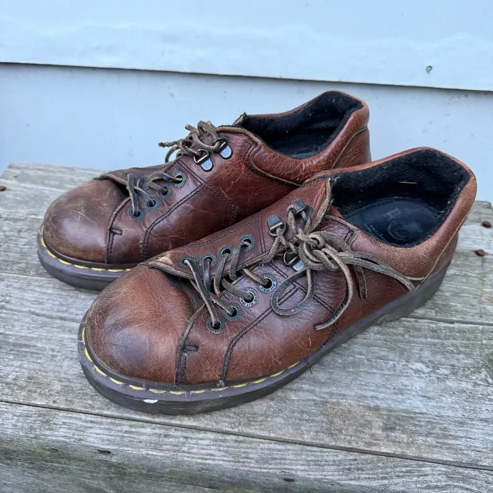 Y2K Dr. Martens 8312 Brown Chunky Grunge Chunky Sole Oxford Leather Shoes US W9